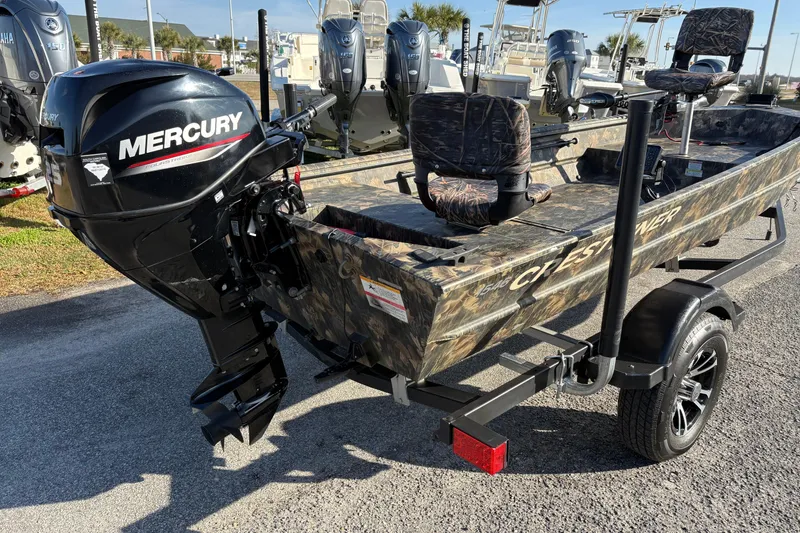 Slide: The Image of 2022 Crestliner 1546 Retriever boat with Mercury outboard motor on trailer. - 9
