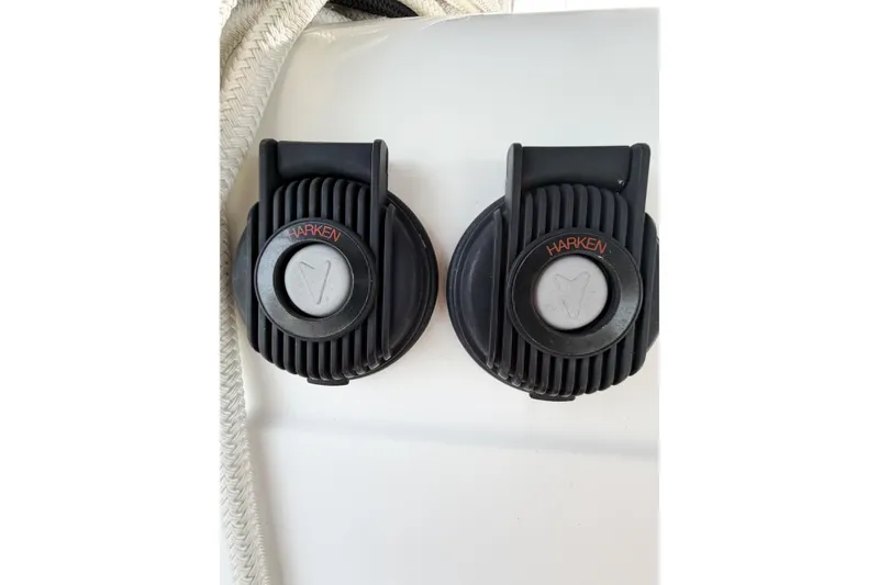 Slide: The Image of Harken winches on Jeanneau Sun Odyssey 409, 2013 model, with braided rope detail. - 35