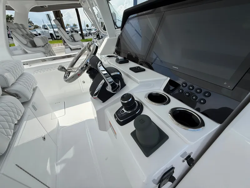 Slide: The Image of Interior of 2026 Intrepid 35 PANACEA with modern helm station. - 18