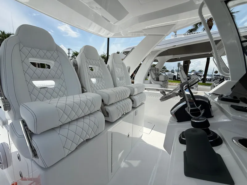 Slide: The Image of Luxurious interior of Intrepid 35 PANACEA 2026 with elegant seating. - 19