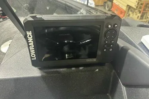 Slide: The Image of Lowrance fish finder on 2026 Tracker Targa V-18 Combo boat dashboard. - 7