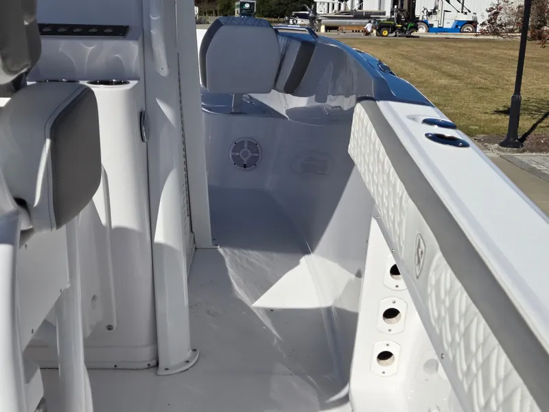 Slide: The Image of Interior of a 2024 Century 2600 boat, modern features. - 5