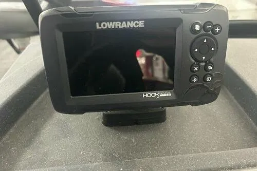 Slide: The Image of Lowrance Hook fish finder on 2025 Tracker Pro Guide V-175 Combo boat dashboard. - 11