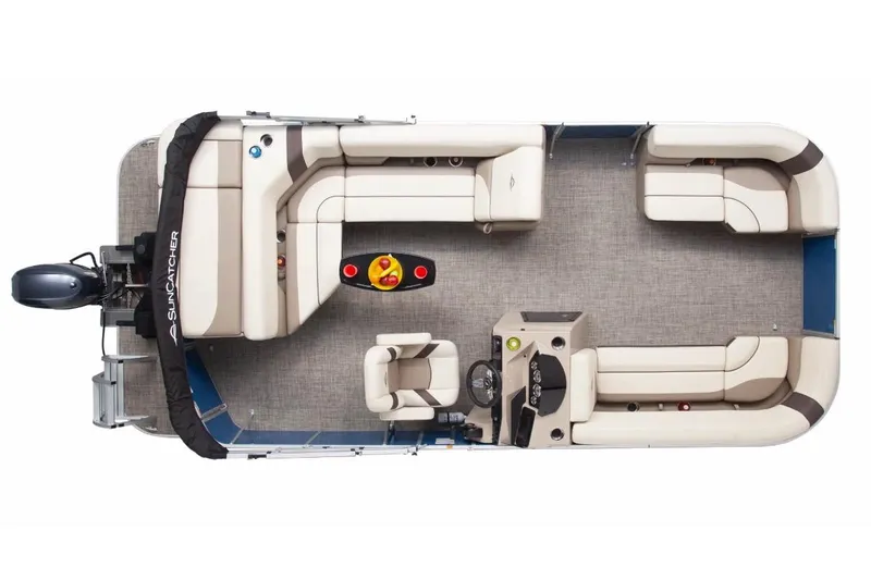 Slide: The Image of Manufacturer Provided Image: 2026 SunCatcher Select 20C pontoon boat, top view, spacious seating, modern design. - 14