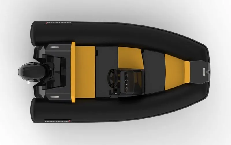 Slide: The Image of 2021 Northstar Axis 3.1 boat, top view, black and yellow design. - 8