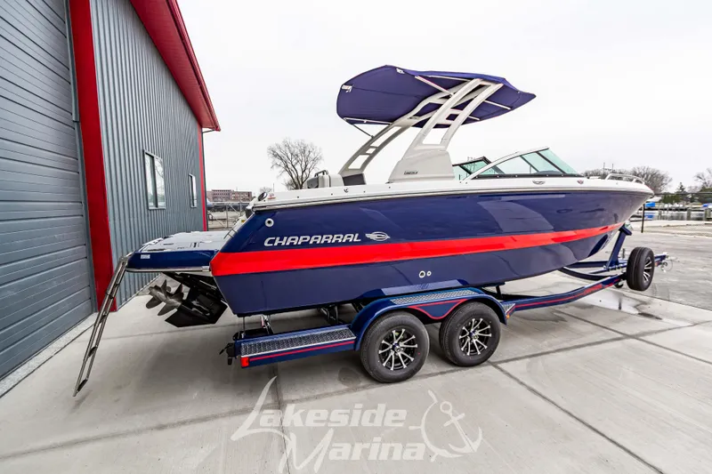 Slide: The Image of 2025 Chaparral 247 SSX boat on trailer at Lakeside Marina. - 3