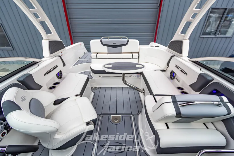 Slide: The Image of 2025 Chaparral 247 SSX boat interior with luxurious seating and modern design. - 31