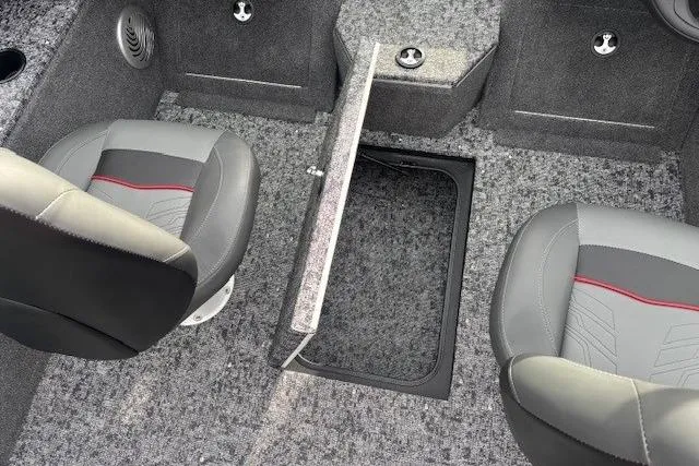 Slide: The Image of Interior of 2025 Tracker Pro Guide V-175 WT with storage compartment. - 19