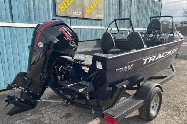 Slide: The Image of 2025 Tracker Pro Guide V-175 WT boat with outboard motor. - 2
