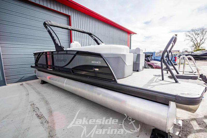 Slide: The Image of 2025 Godfrey Monaco 235 SB pontoon boat at Lakeside Marina. - 5