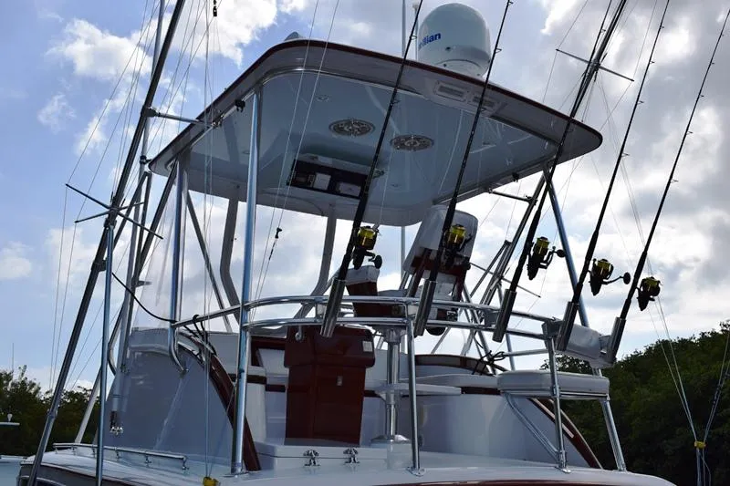 Slide: The Image of 1960 Rybovich Sportfisherman with fishing rods and equipment. - 23