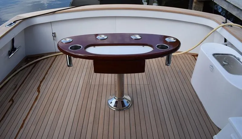 Slide: The Image of 1960 Rybovich Sportfisherman boat deck with fishing station. - 29