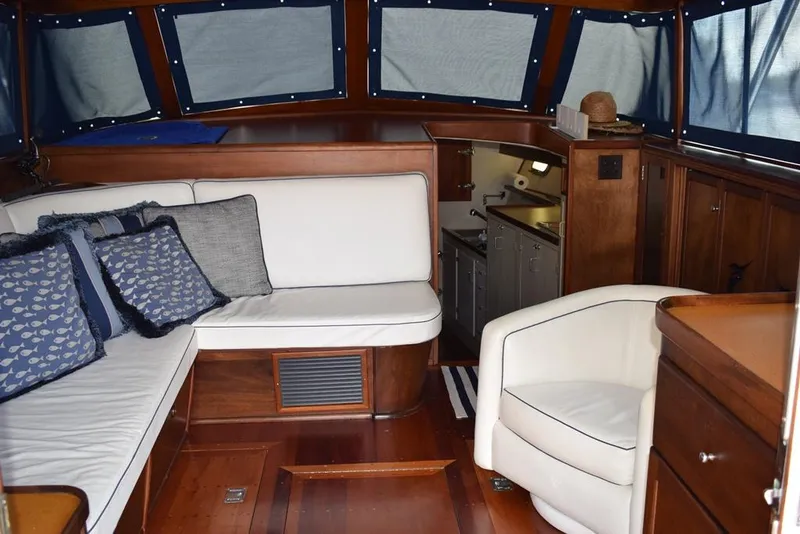 Slide: The Image of Interior of a 1960 Rybovich Sportfisherman yacht with elegant furnishings. - 3