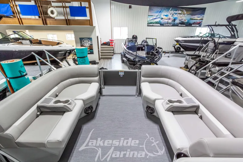 Slide: The Image of 2025 Godfrey Sweetwater 2286 FSX pontoon boat interior at Lakeside Marina showroom. - 14