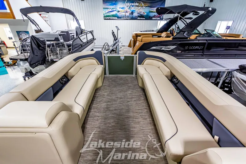 Slide: The Image of 2025 Godfrey Sweetwater 2286 C pontoon boat interior at Lakeside Marina. - 10