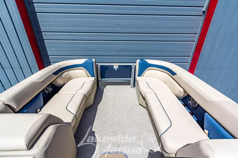 Slide: The Image of 2025 Godfrey Sweetwater 2286 FSX pontoon boat interior with plush seating. - 12