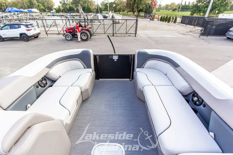Slide: The Image of Interior of 2025 Godfrey Sweetwater 2286 SFL pontoon boat with plush seating. - 15