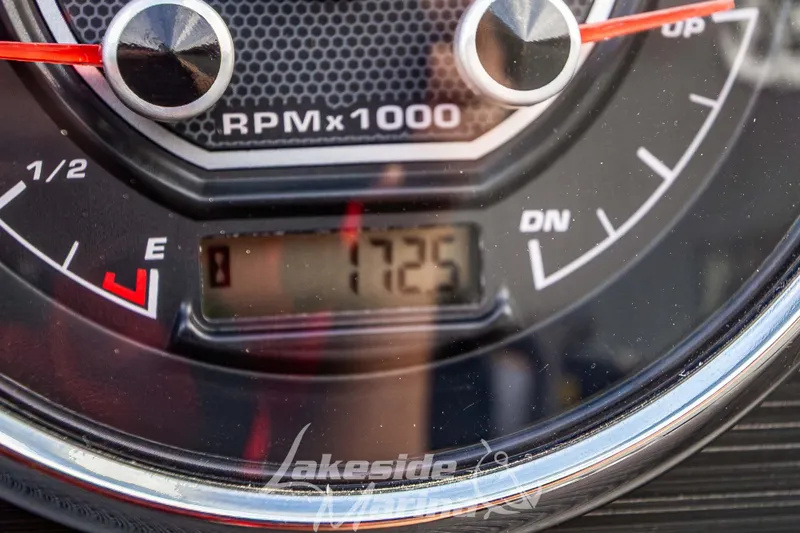 Slide: The Image of Close-up of 2025 Godfrey Sweetwater 2286 SFL tachometer displaying 1725 RPM. - 24