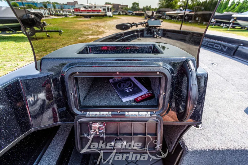 Slide: The Image of 2025 Recon 2185 DC boat interior with storage compartment at Lakeside Marina. - 23