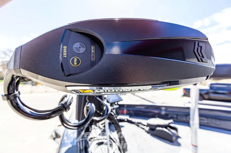 Slide: The Image of 2025 Recon 895 Tiller motor with Quest pairing feature, close-up view. - 11