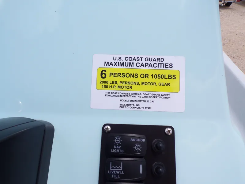 Slide: The Image of Shoalwater 20' Catamaran 2026, USCG capacity: 6 persons or 1050 lbs. - 26