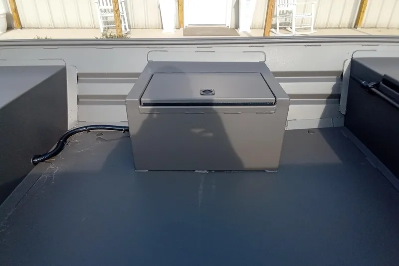 Slide: The Image of 2021 Alweld 1548VV Marsh RD Tiller boat interior with storage compartment. - 9