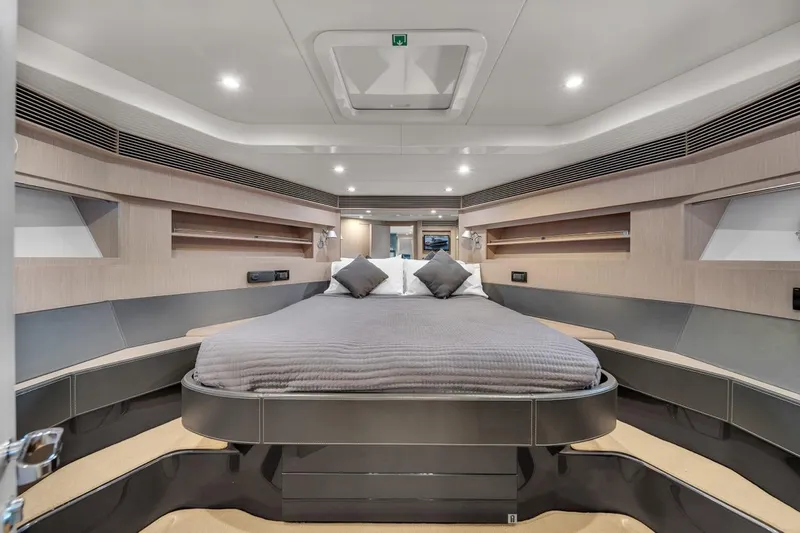 Slide: The Image of Luxurious interior of 2015 Riva 63 yacht with modern bedroom design. - 55