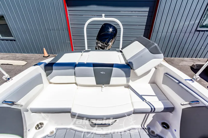 Slide: The Image of 2024 Chaparral 19 SSi OB boat interior with sleek seating and modern design. - 17