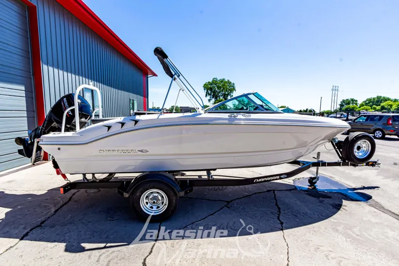 Slide: The Image of 2024 Chaparral 19 SSi OB boat on trailer at Lakeside Marina. - 8