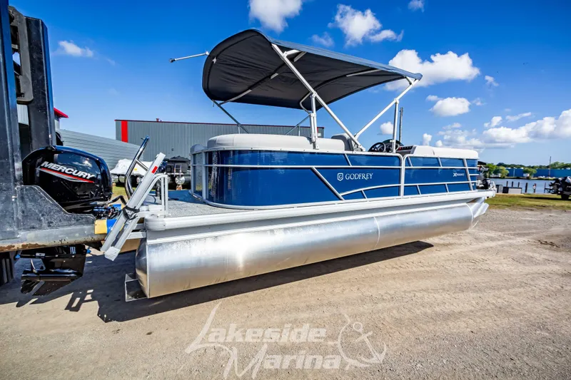 Slide: The Image of 2024 Godfrey Sweetwater 2286 SBX pontoon boat with Mercury engine at Lakeside Marina. - 3