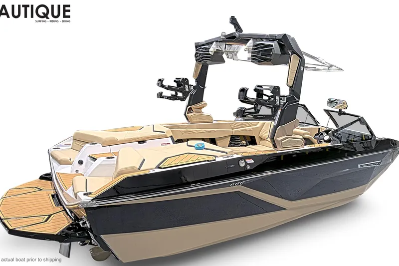 Slide: The Image of 2026 Nautique Super Air Nautique G23 boat with sleek design and luxurious seating. - 4