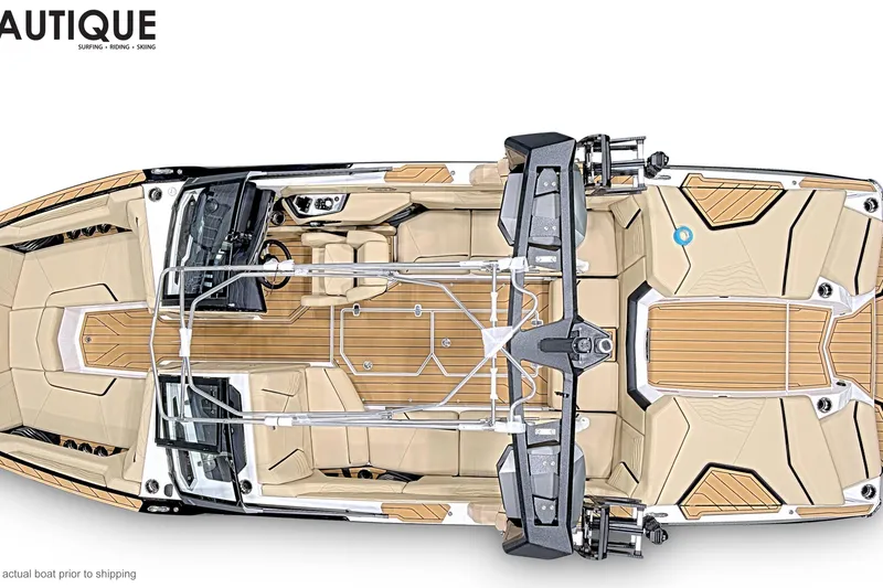 Slide: The Image of 2026 Nautique Super Air Nautique G23 boat, top view, showcasing luxurious interior design. - 7