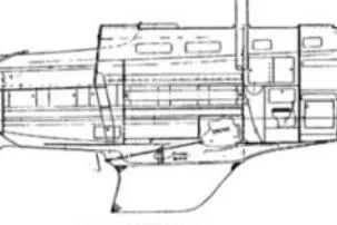Slide: The Image of Blueprint of a 1974 Tartan 30 sailboat, showcasing interior layout and design details. - 3