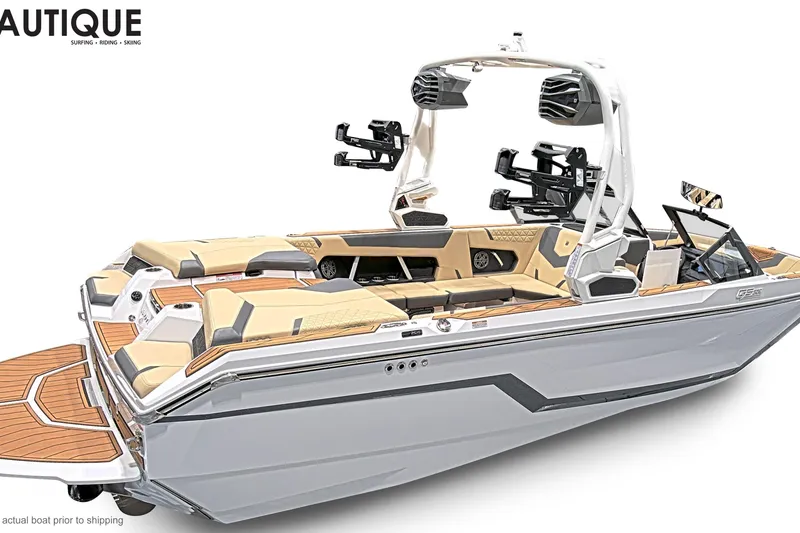 Slide: The Image of 2026 Nautique Super Air Nautique GS22 boat with sleek design and luxurious seating. - 4