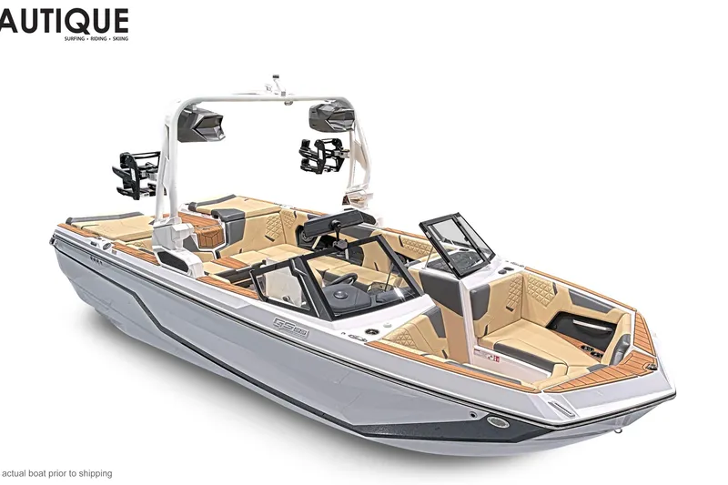 Slide: The Image of 2026 Nautique Super Air Nautique GS22 boat with sleek design and luxurious interior. - 5