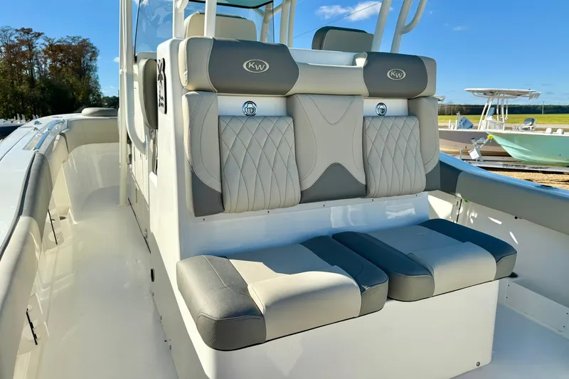 Slide: The Image of 2025 Key West 291 FS boat interior sink with faucet and storage compartment. - 49