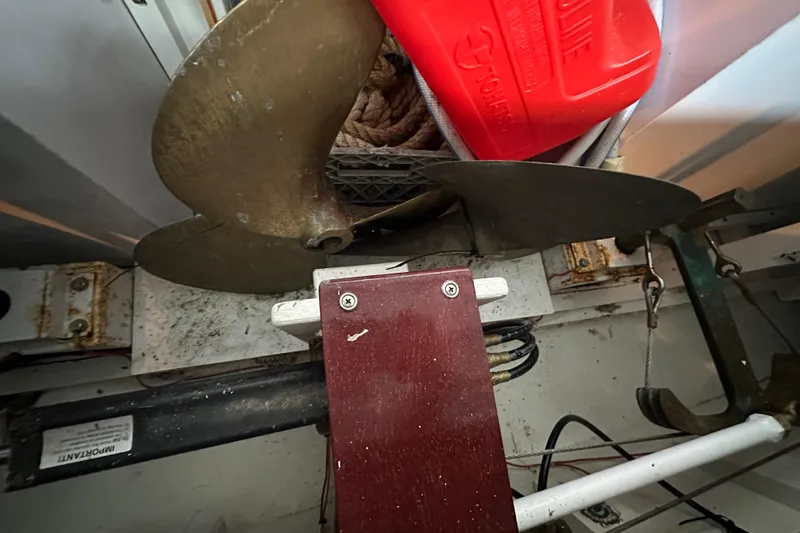 Slide: The Image of Propeller and equipment inside a 1973 Grand Banks 36 Classic boat. - 16