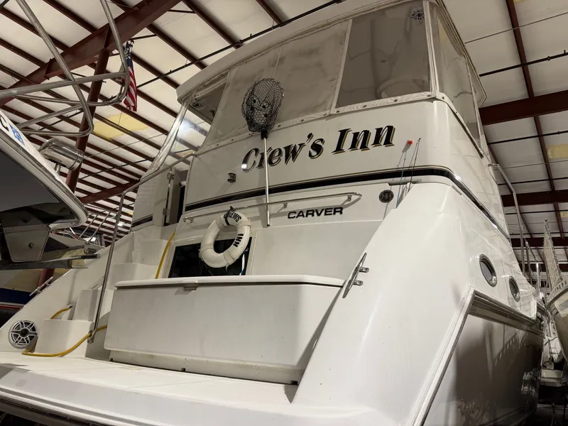 Slide: The Image of Carver 356 Aft Cabin Motor Yacht 2001 in warehouse. - 4