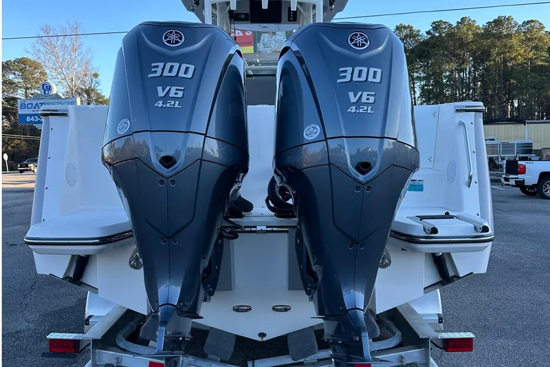Slide: The Image of 2025 Sea Born SX281 Offshore with dual Yamaha 300 V6 outboard engines. - 8