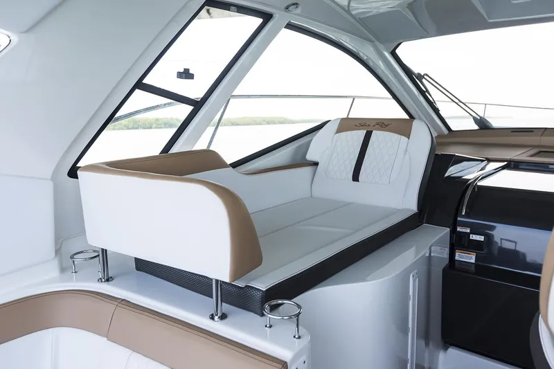 Slide: The Image of Manufacturer Provided Image: 2018 Sea Ray Sundancer 350 Coupe interior seating area. - 25