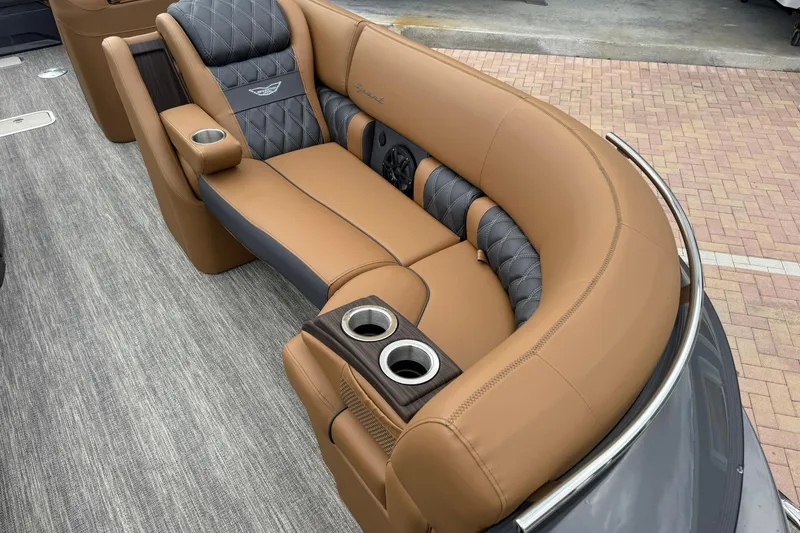 Slide: The Image of Luxurious seating on 2026 Bennington 27 QSBAT2 boat with cup holders and elegant design. - 8