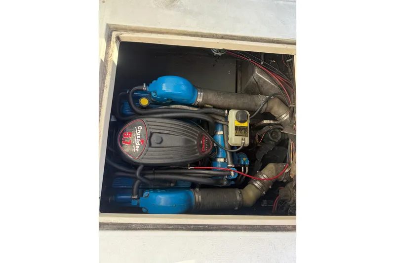 Slide: The Image of Engine compartment of a 1988 Phoenix 29 SFX Convertible with Crusader 5.7 engine. - 16