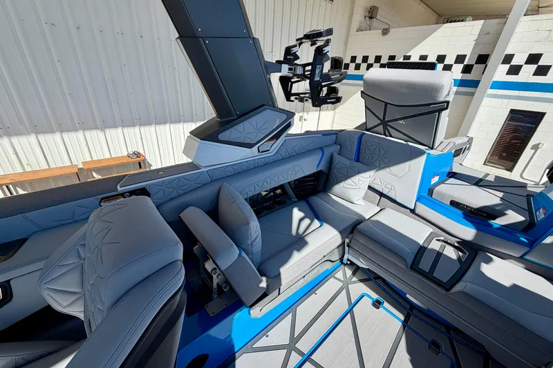 Slide: The Image of 2026 Nautique Super Air Nautique G23 Paragon interior with luxurious seating and modern design. - 21