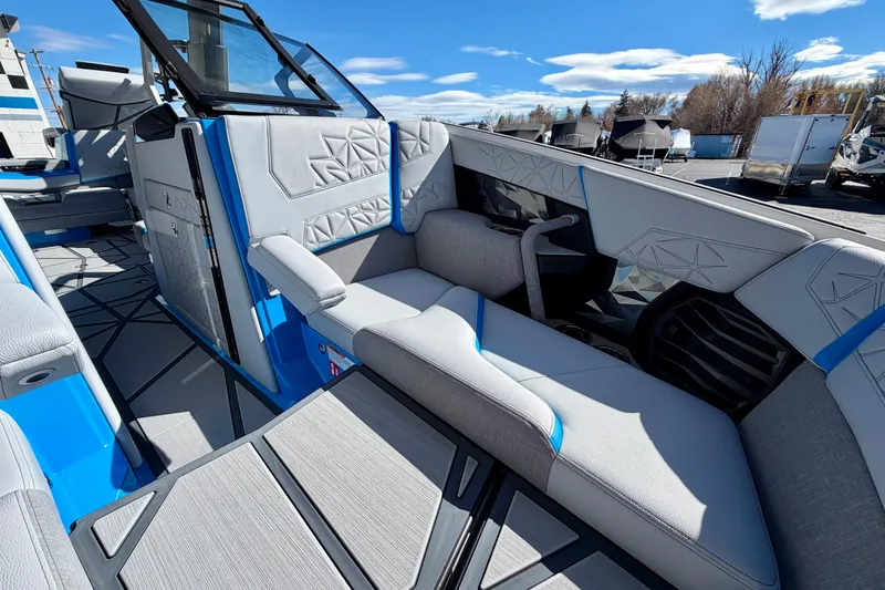 Slide: The Image of 2026 Nautique Super Air Nautique G23 Paragon interior with modern seating and sleek design. - 26