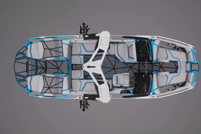 Slide: The Image of 2026 Nautique Super Air Nautique G23 Paragon, top view, luxury boat interior design. - 3