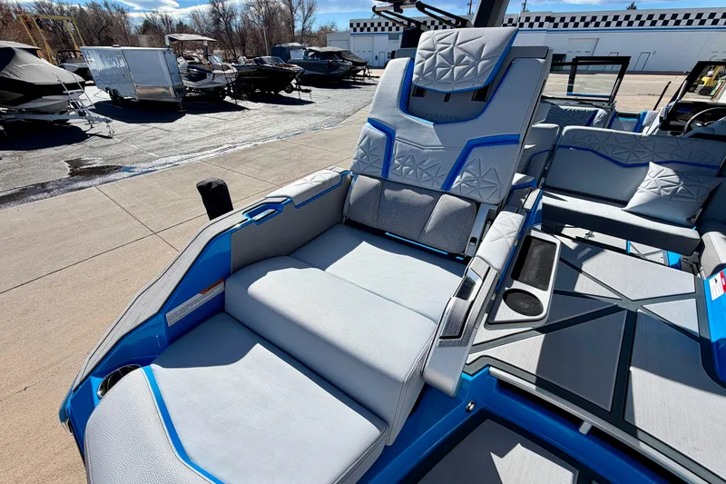 Slide: The Image of 2026 Nautique Super Air Nautique G23 Paragon boat interior with luxurious seating and modern design. - 36