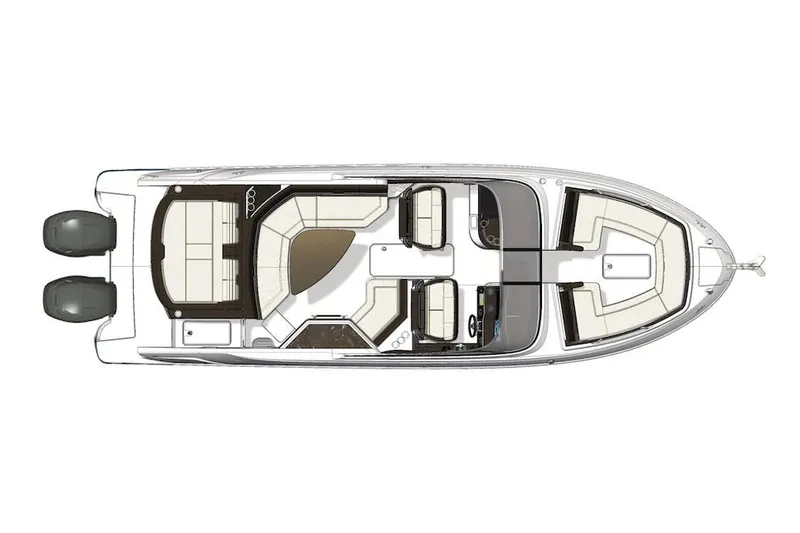 Slide: The Image of Aerial view of a 2019 Sea Ray SLX 310 Outboard on the water. - 7