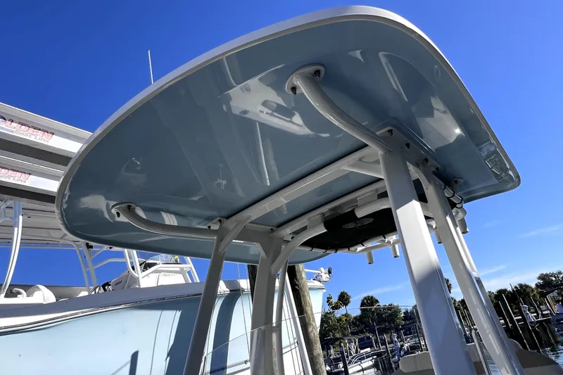 Slide: The Image of Close-up of 2023 Boston Whaler 220 Dauntless deck with textured surface detail. - 36