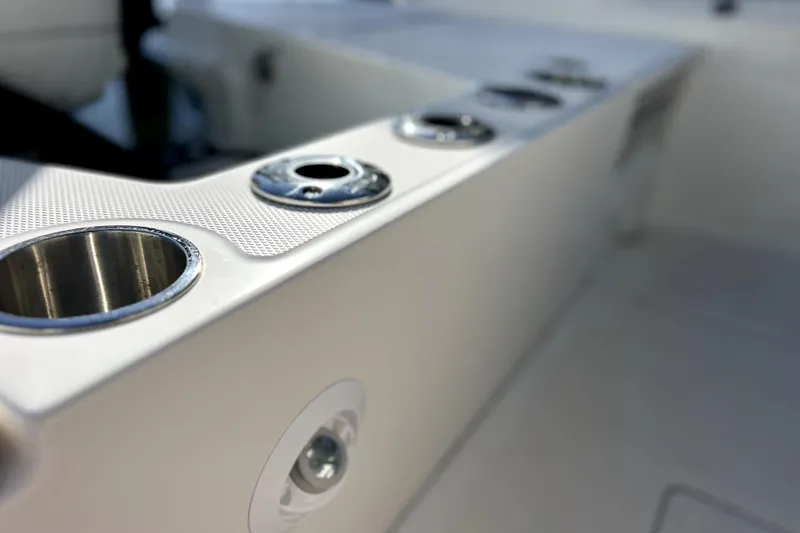 Slide: The Image of Top view of 2023 Boston Whaler 220 Dauntless boat on water. - 9