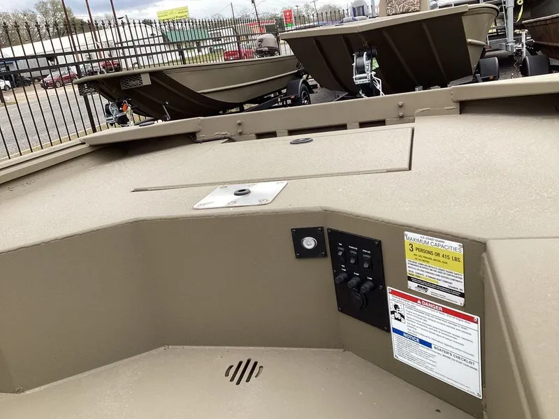 Slide: The Image of 2026 G3 Gator Tough 15 DK boat deck in sunlight. - 20